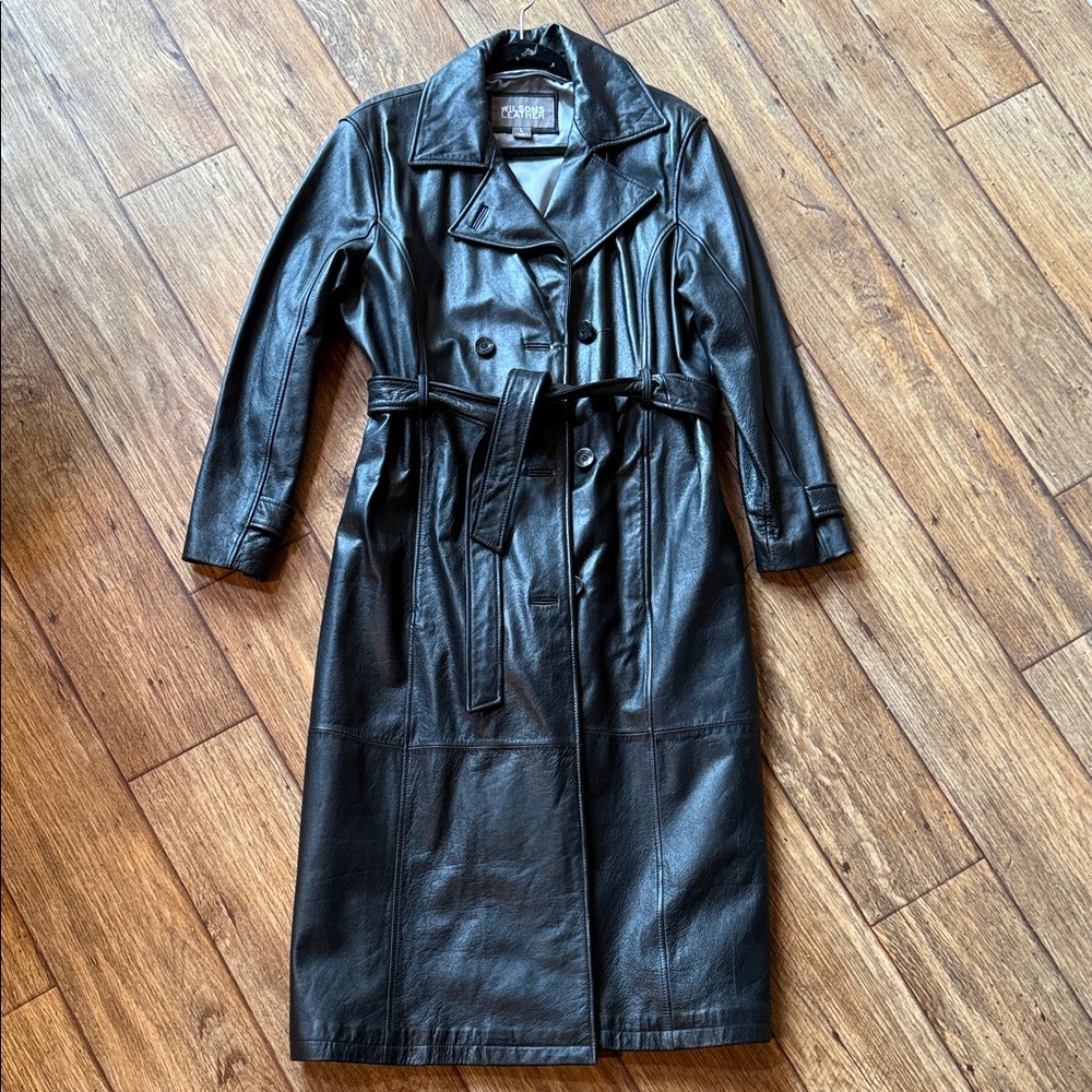 Wilsons Leather Classic Black Trench Coat